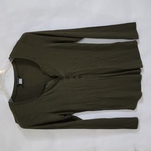 Women's Henley Top size XL, Green 1/4 button down